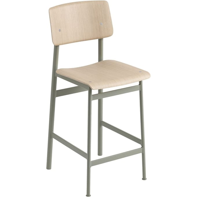 Muuto - Loft Barkruk - groen/ eiken - Zithoogte 65 cm
