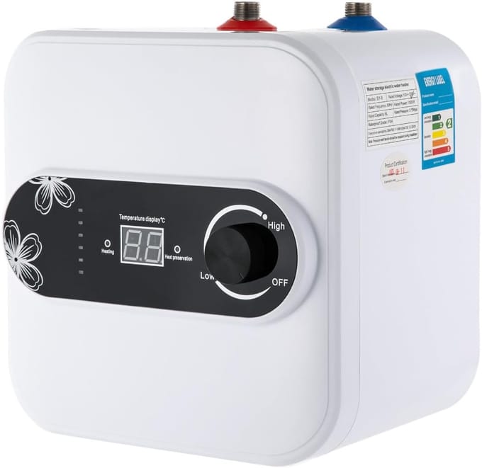 Elektrische boiler - Keukenverwarmer - Direct warm water - Digitale temperatuurregeling - 8 liter capaciteit - Wit