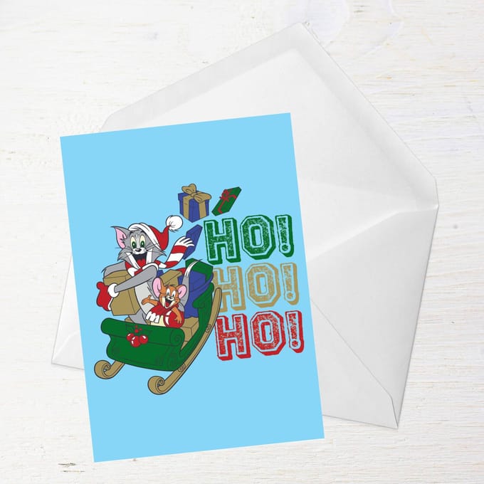 Tom And Jerry Sleigh Ho! Ho! Ho! Greetings Card - Large Card