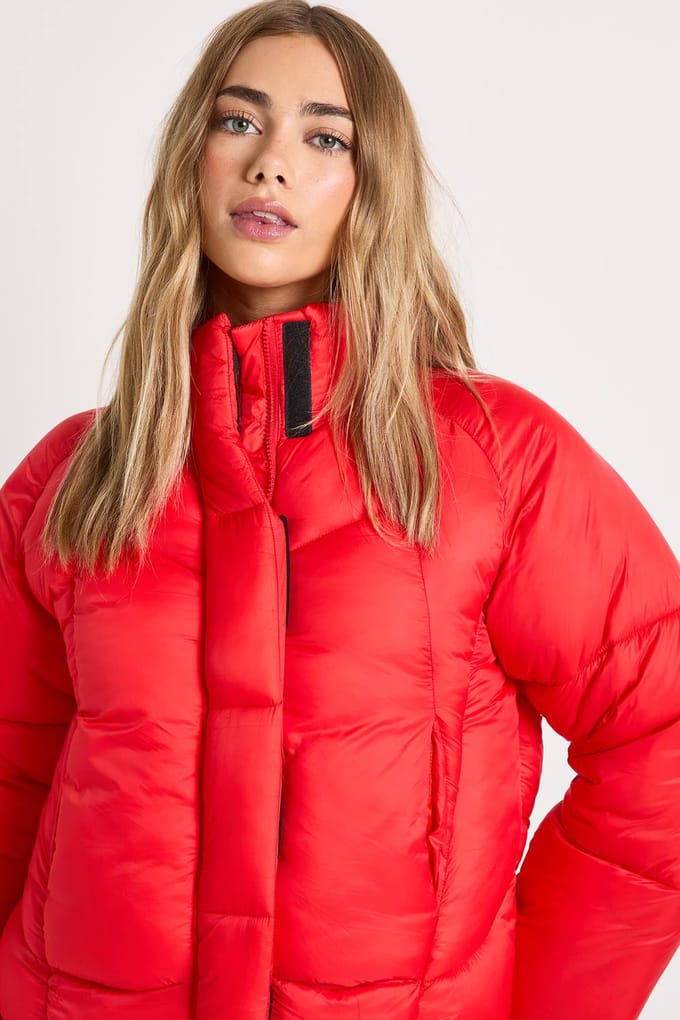 boohoo Dames Quilt Detail Puffer Jacket | Red | Maat: 10