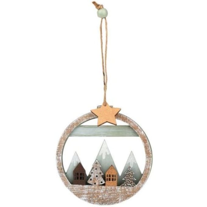 Kerst hanger winterlandschap hout assorti