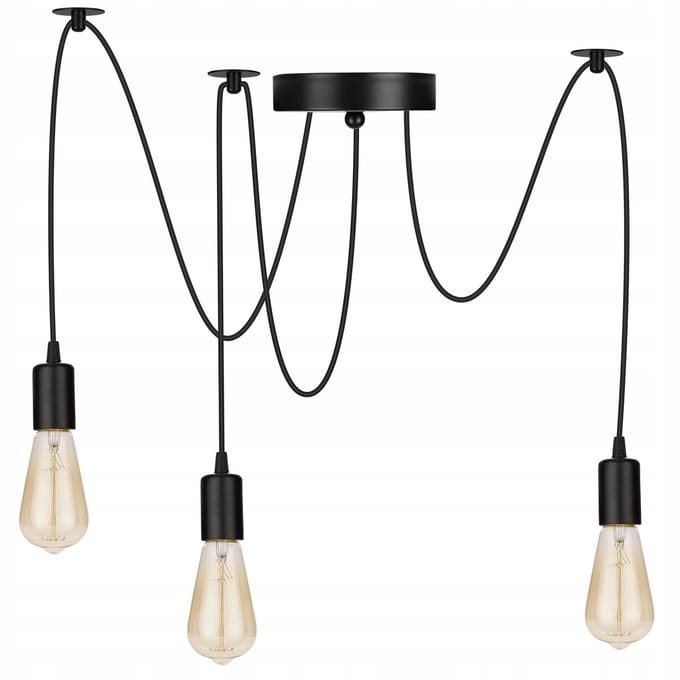 Hanglamp Spin 3x E27 Loft Stijl Zwart Metaal