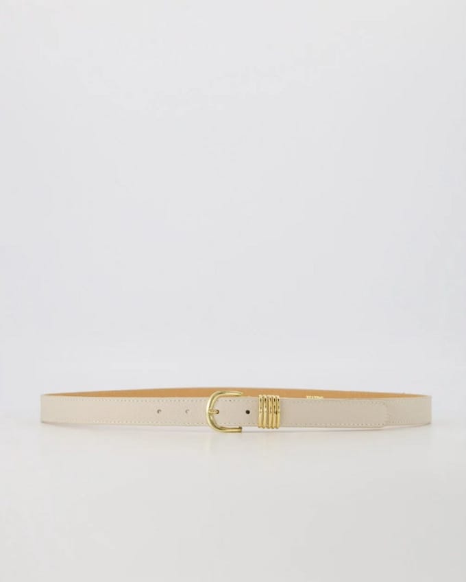 Hailey - Classic Grain - Leren Damesriem met Goudkleurige Gesp - Ecru - D40 - Maat 105