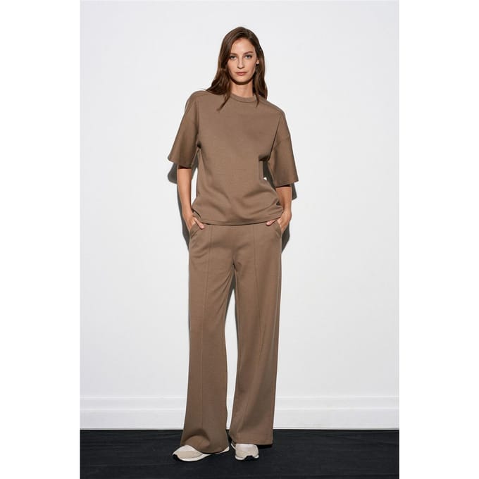 Brede gebreide broek