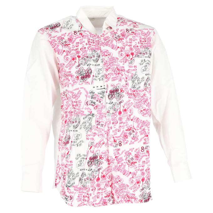Comme Des Garçons overhemd met lange mouwen en print van wit katoen