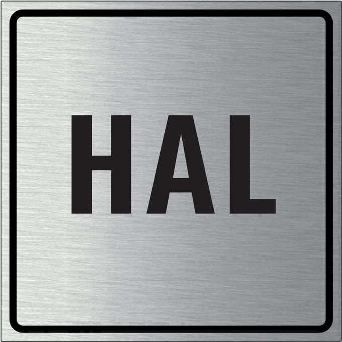 Hal bordje, geborsteld aluminium 150 x 150 mm