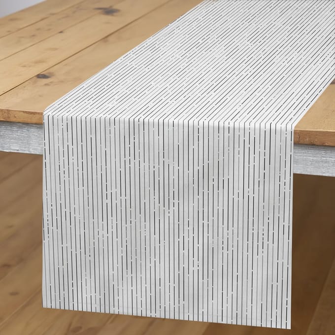 ABAKUHAUS Tafelloper – 40×300 cm, Grijs/Wit, machinewasbaar