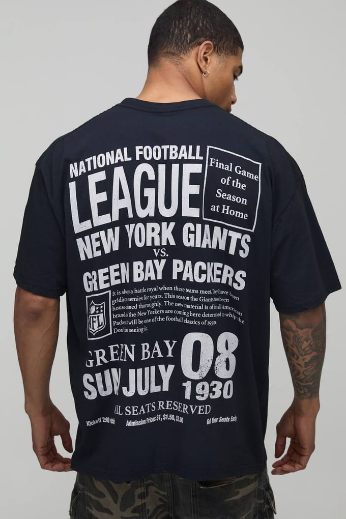 Oversized NFL Gelicentieerd Bedrukt T-shirt | Black | Size Medium