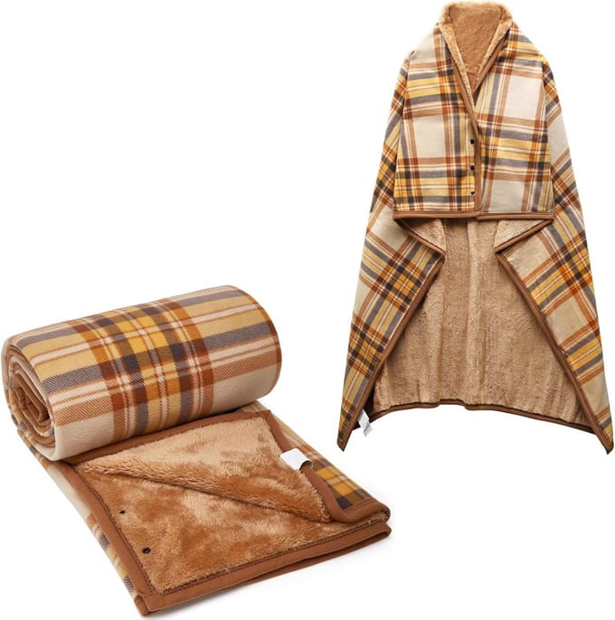Grote Draagbare Fleece Deken met Knopen voor Ultiem Comfort