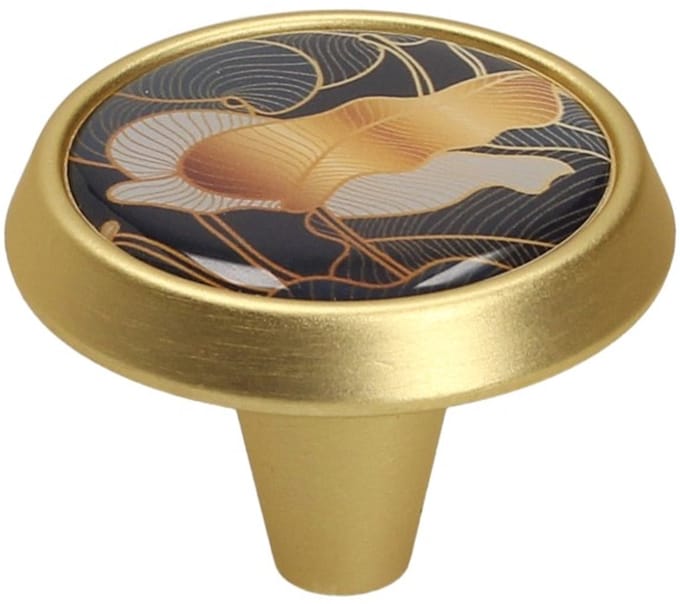 Gamet GU09 - Meubelknop - Gouden Borsteling - Blad Design