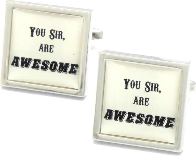Manchetknopen - You Sir Are Awesome Tekst Wit Zwart