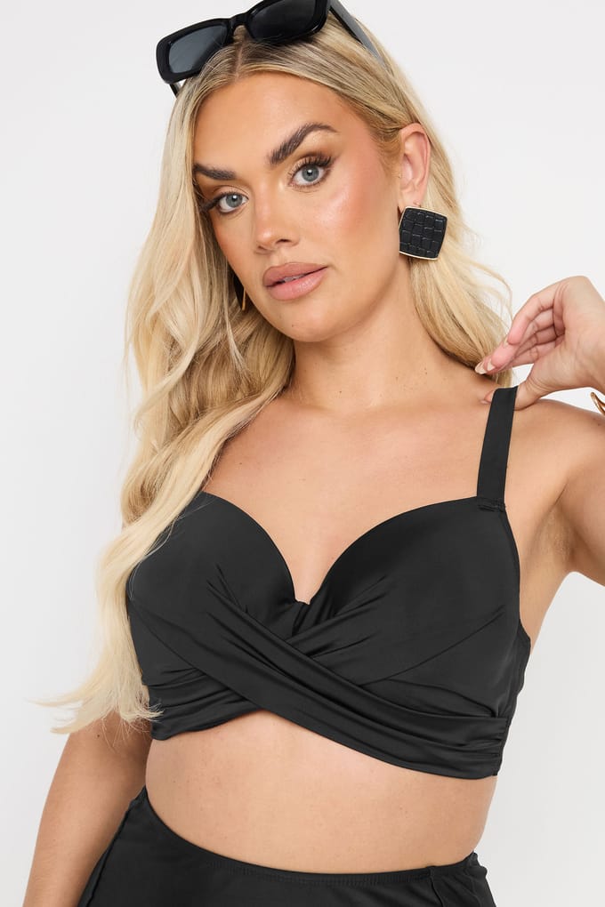 Yours Premium Bikinitop Met Gedraaide Voorkant En Beugel In Zwart Size 90E