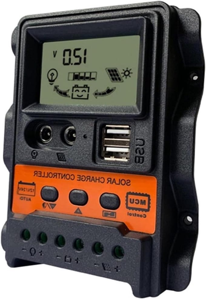 Zonne Laadregelaar - Batterij Controller - Energie Beheer - Dubbele USB LCD - 30A - Zwart