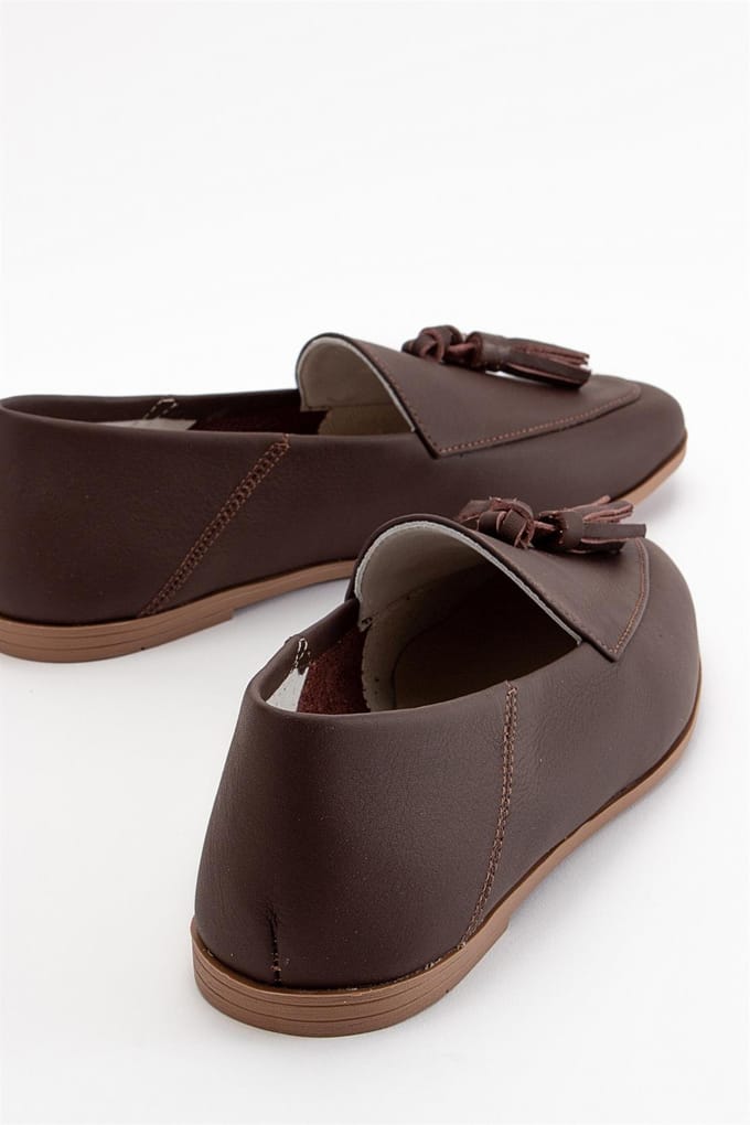 Mona Zacht Leren Kwast Loafer Dames