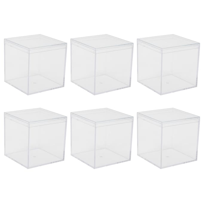 6 Set Plastic Transparante Doos met Apart Deksel Snoep Opbergcontainers Feestcadeaus Gunst white
