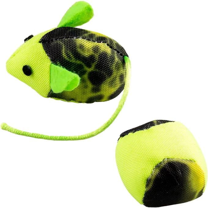 Duvoplus - Speelgoed Voor Dieren - Kat - Flash Muis En Bal 2pc - 16x3,8x4cm Groen - 2st