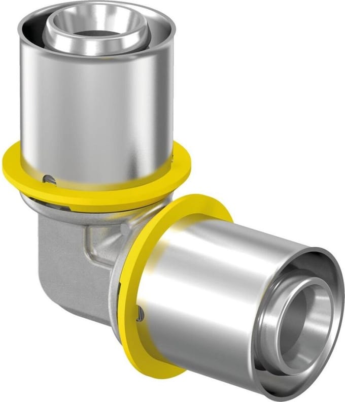 Uponor MLC Persknie Bocht 90° - Ø 25 mm - Gaskoppeling / Persbocht (Messing) - GASTEC