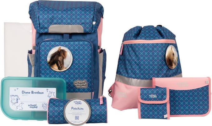 School-Mood schooltas Rebel Schulranzen-Set 8-delig Mila blauw