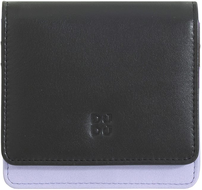 DuDu Flores Portemonnee Leer 10 cm - Dames - Staand formaat - black-lavander
