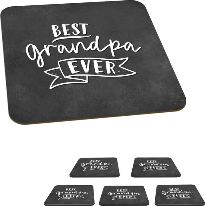 Onderzetters voor glazen - Quotes - Opa - Best grandpa ever - Spreuken - 10x10 cm - Glasonderzetters - 6 stuks
