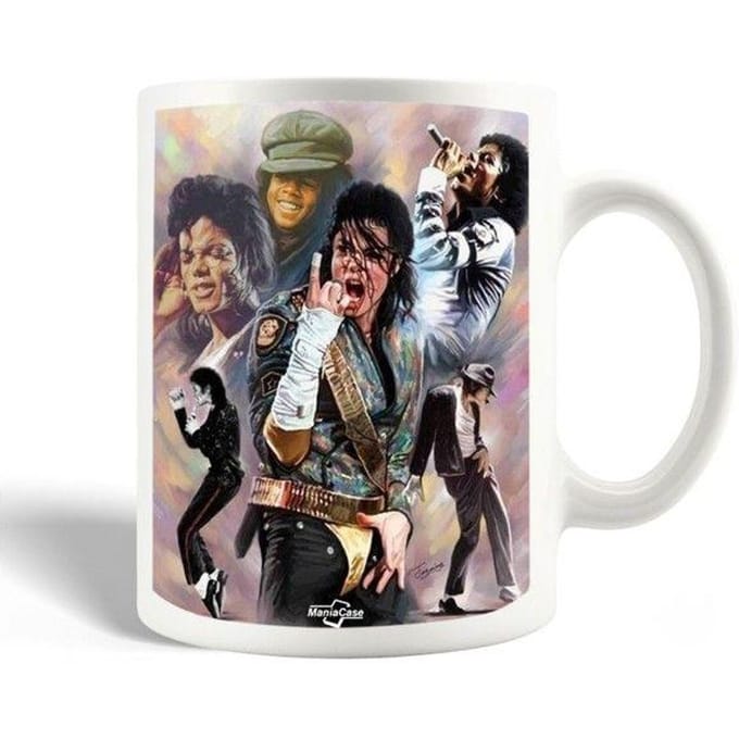 Keramische mok - MANIACASE - Michael Jackson de Koning - wit - 30 cl - vaatwasmachinebestendig wit