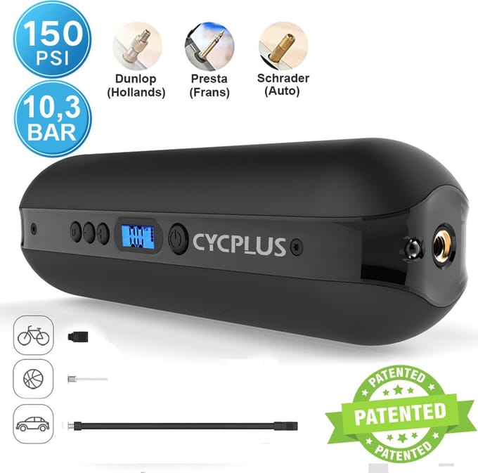 CYCPLUS - Oplaadbare- Compressor - Fietspomp - Bandenpomp - Auto-Motor-BMX-MTB