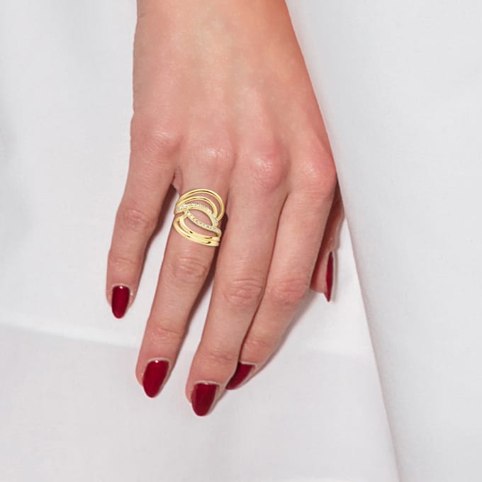 Wervelt de ring Diamonds 0,20 Cts Yellow Gold