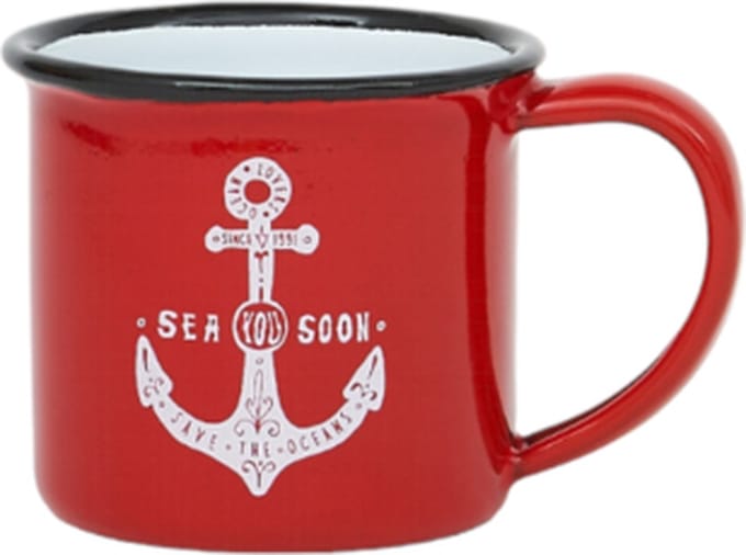 Emaille espresso bekertje anker rood 5x5 - BATELA