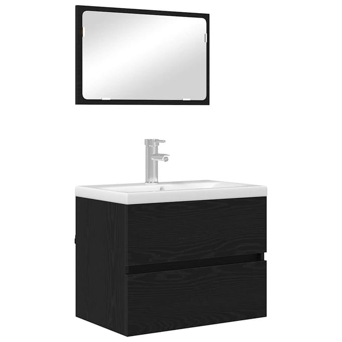 vidaXL - Badkamermeubel - Set - 2 - st - Zwart - Eiken - 57 - x - 37 - x - 45 - cm