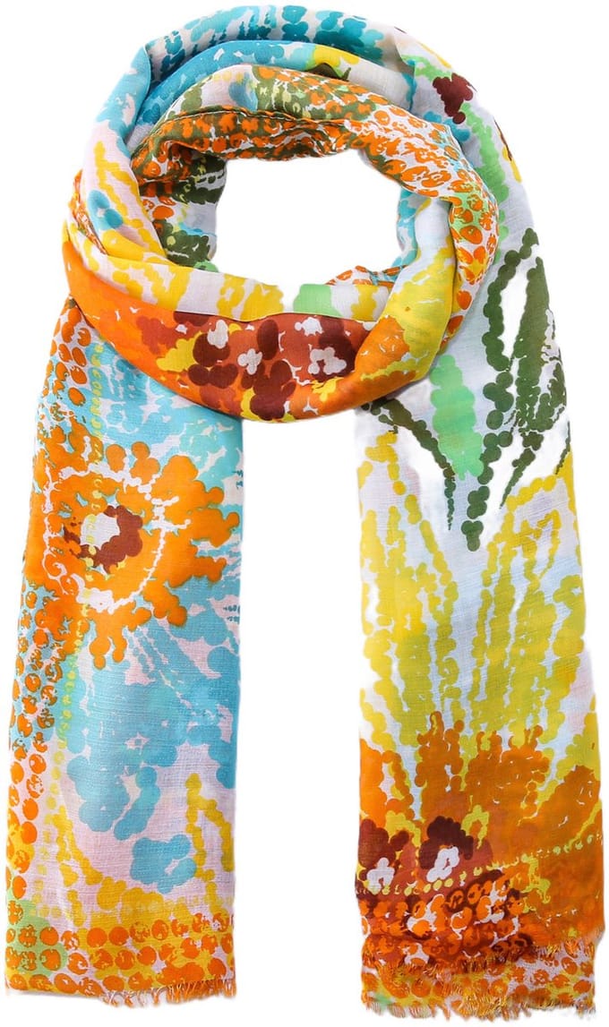 Emilie scarves - sjaal - bloemenprint - lang - oranje - geel
