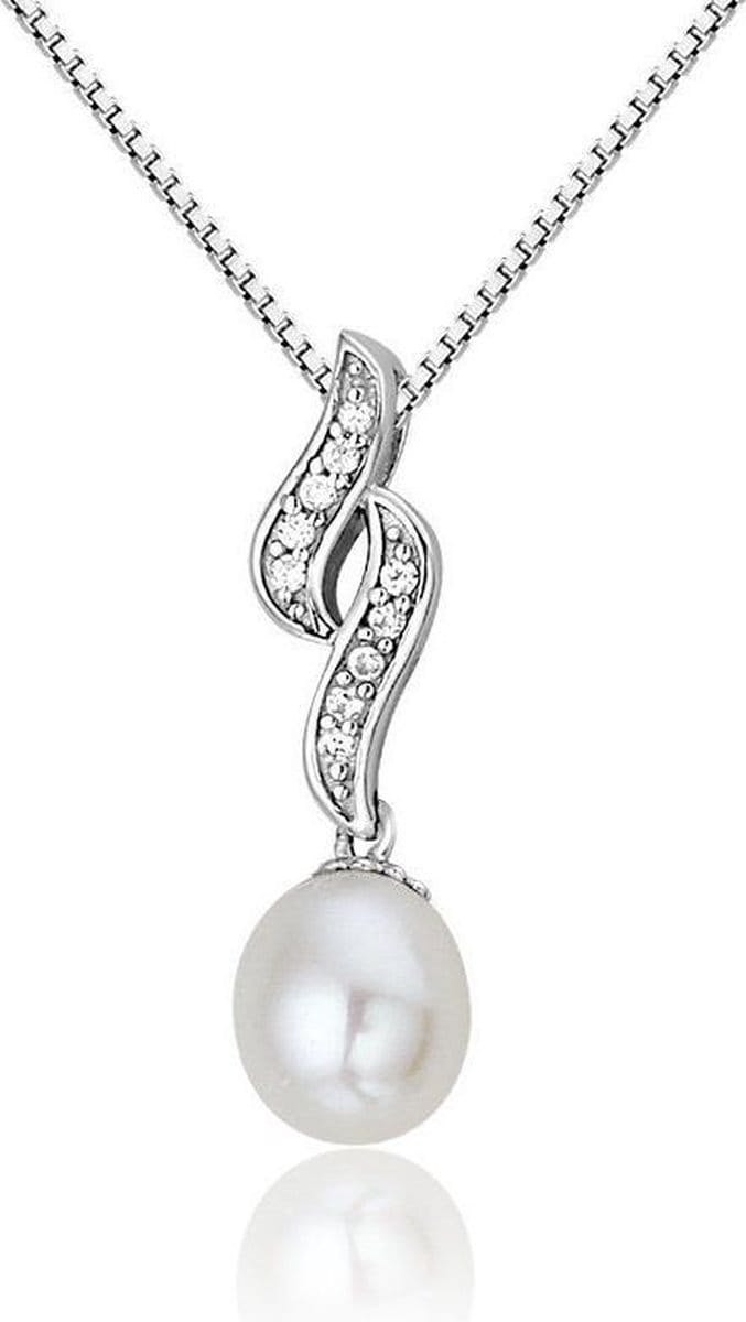 Montebello Ketting Becky - Zilver Gerhodineerd - Parel - 7x23mm - 45cm