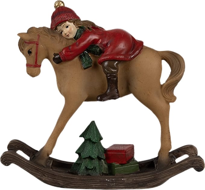Clayre & Eef Decoratie Beeld Hobbelpaard 11x4x10 cm Bruin Polyresin