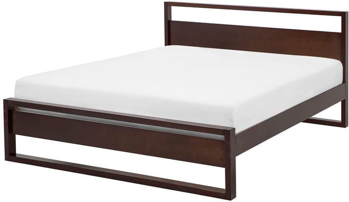 GIULIA - Tweepersoonsbed - Donkerbruin - 140 x 200 cm - Dennenhout