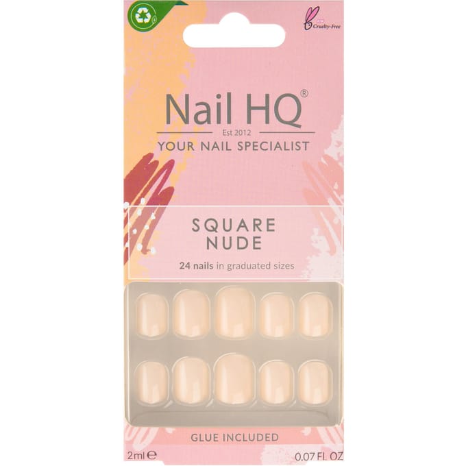 Nail HQ Square Nude Nails 24 pcs + 2 ml