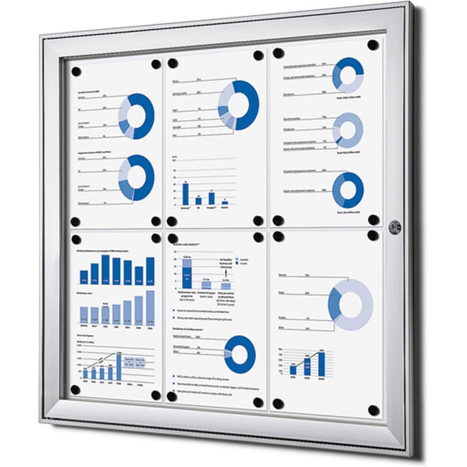 Vergrendelbaar notitiebord indoor zilver 6x a4