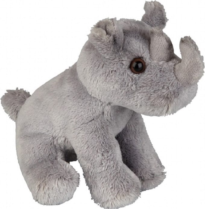 Ravensden Pluche knuffel - zittende neushoorn - 15 cm - wilde dieren knuffel