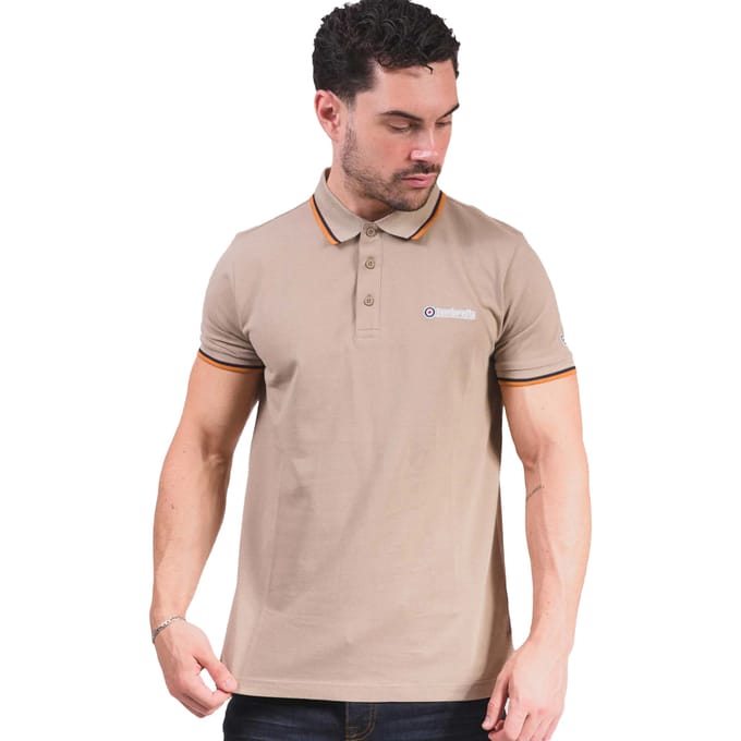 Lambretta Herenpoloshirt met drie punten (Cashew/Stone/Navy/Orange)