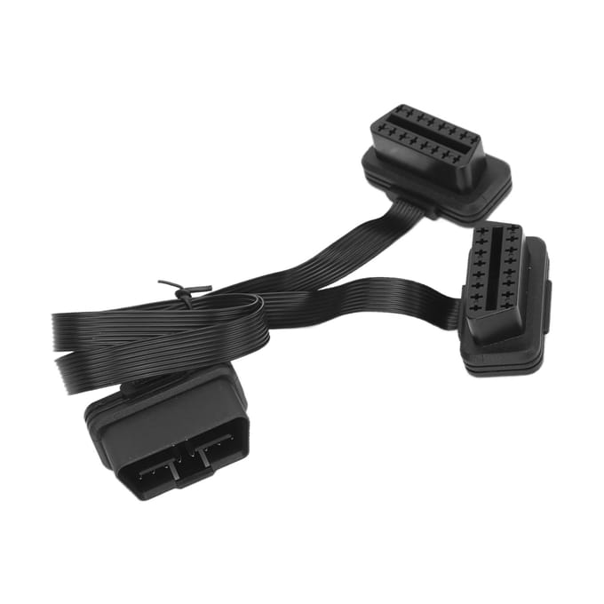 16-pins OBD2 Platte Verlengkabel 1 naar 2 Vrouwelijke Splitter Universeel Auto Auto Diagnostisch Hulpmiddel black
