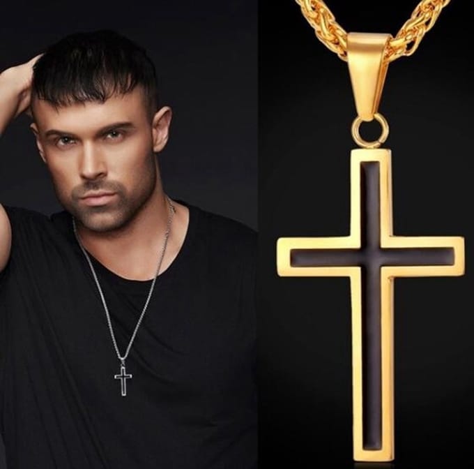 Ketting met open kruisje goudkleur.