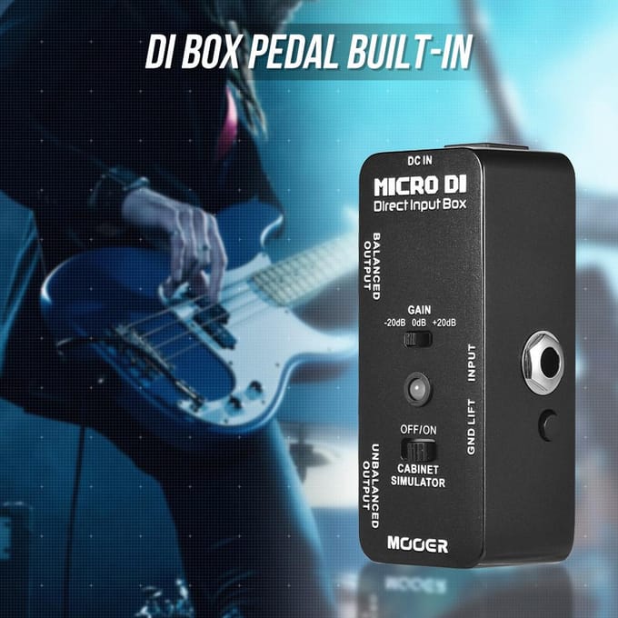MOOER MICRO DI Kastsimulator DI Box Gitaar Effectpedaal Volledig Metalen Behuizing black