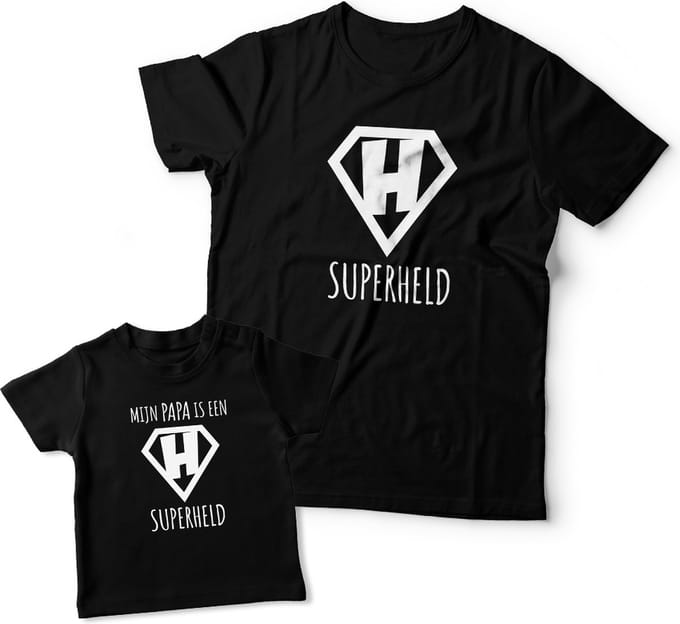 Matching shirts Vader & Zoon | Mijn papa is een superheld