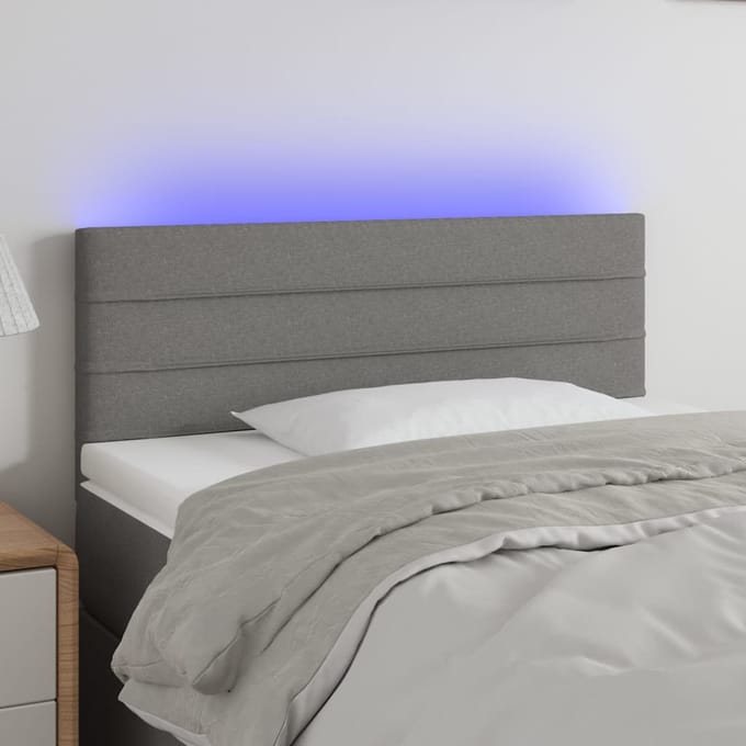 vidaXL - Hoofdbord - LED - 80x5x78/88 - cm - stof - donkergrijs