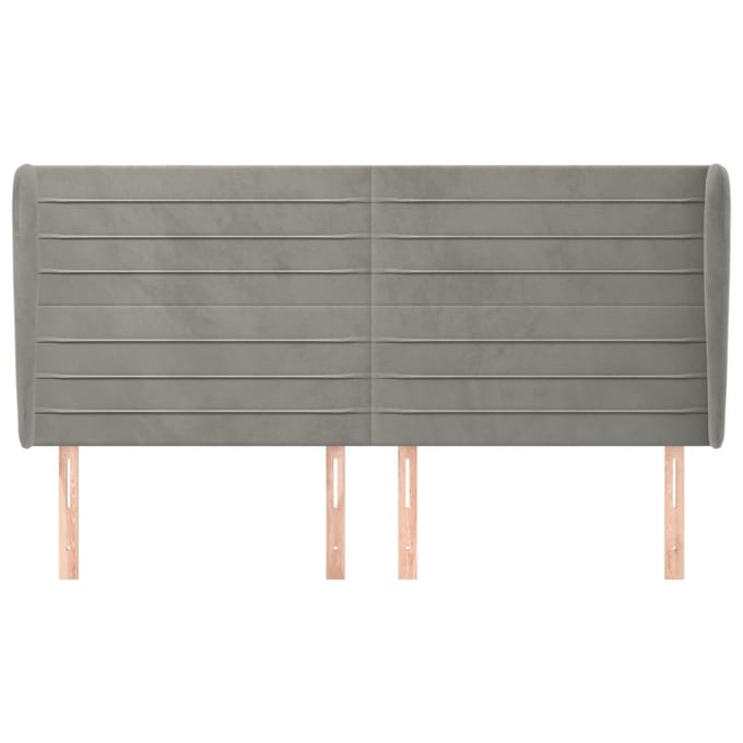 vidaXL - Hoofdbord - met - randen - 183x23x118/128 - cm - fluweel - lichtgrijs