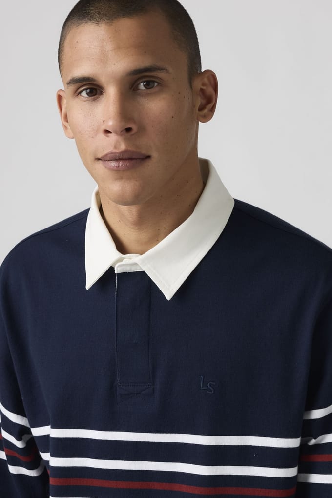 Levi's Union Rugby Shirt Blue Maat: M | Longsleeves Outlet | Heren | Blauw