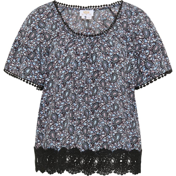 usha Blouse shirt Dames Zwart Veelkleurig