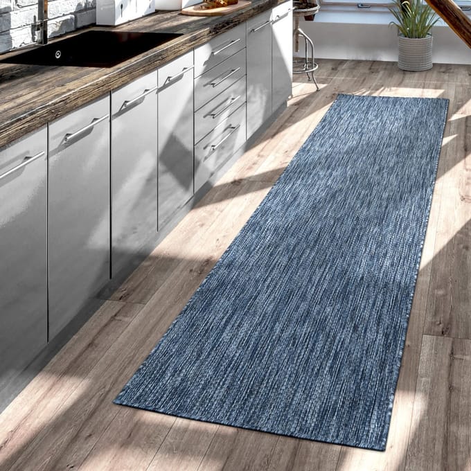 Tapijt Buiten Woonkamer Eetkamer Balkon Weerbestendig 240 x 340 cm Rechthoek 240 x 340 cm Rechthoek blauw