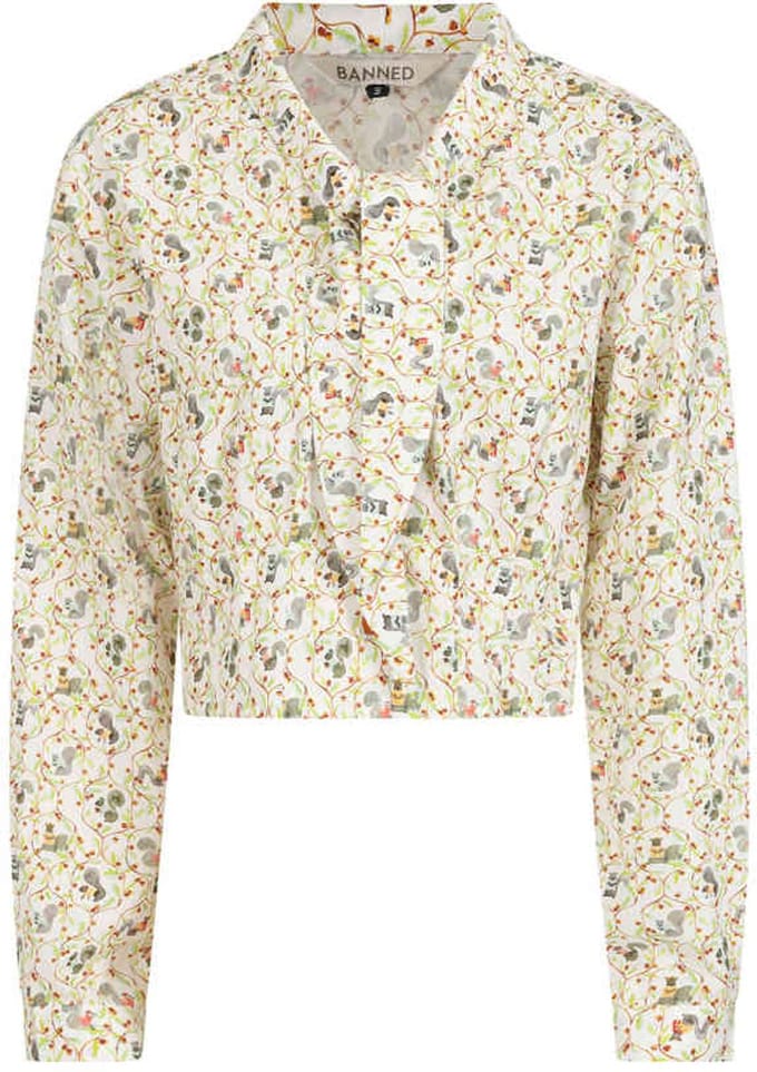 Banned - Cherry Squirrel Blouse - S - Wit