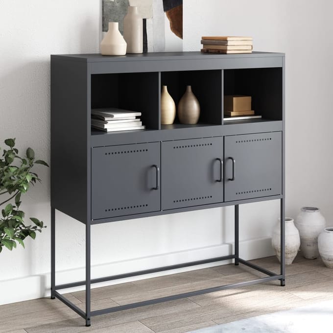vidaXL - Dressoir - 100,5x39x107 - cm - staal - antracietkleurig