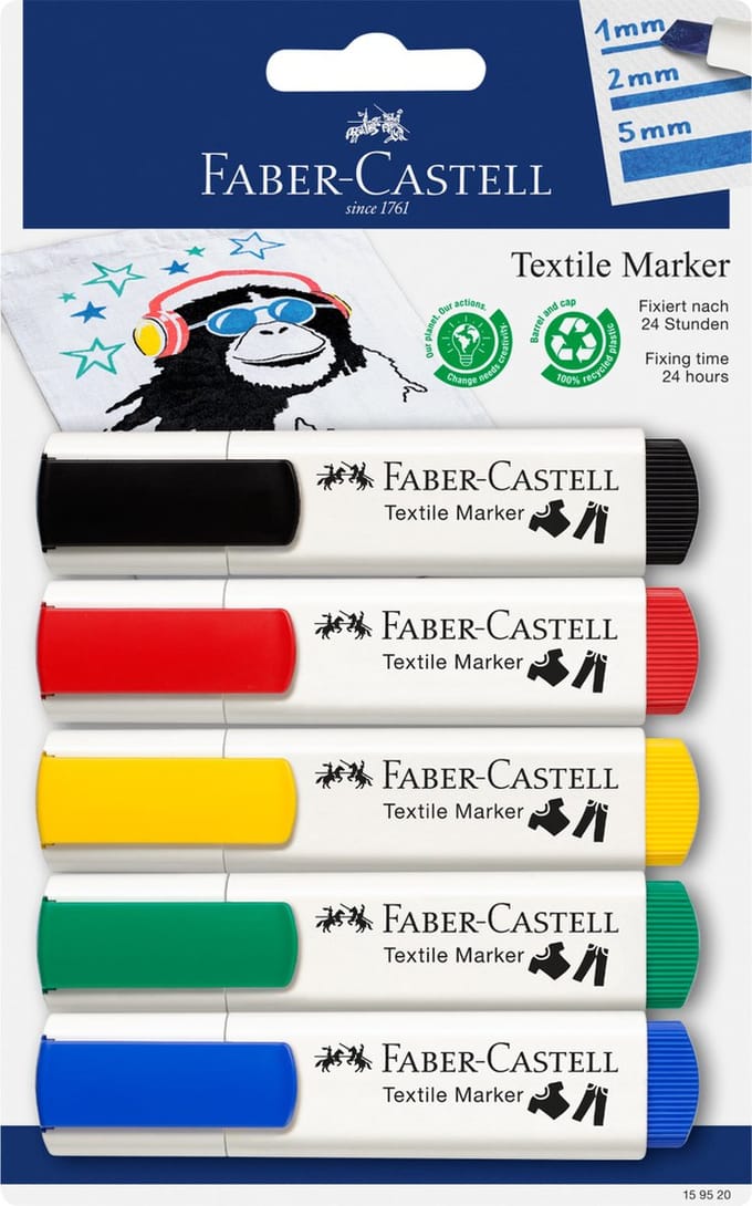 Faber-Castell textielmarker - set 5 stuks - FC-159520