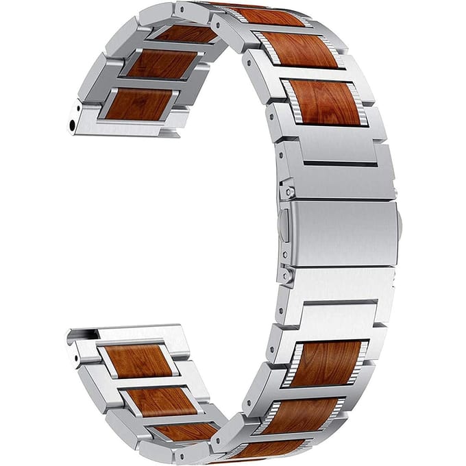 Huawei Watch GT 5 - 46mm houten/stalen band (zilver)